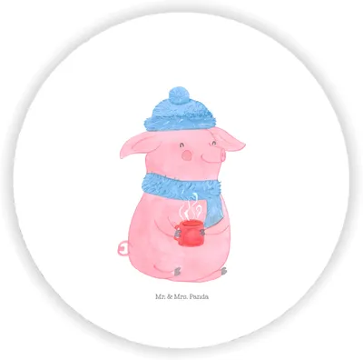Produktbild von Mr. & Mrs. Panda magnet Schweinchen Glühwein - Weiß - Geschenk, Weihnachtsmarkt, haftmagnet, für kühlschrank, whiteboardmagnet, Betrunken, rundmagnet, Weihnachten, Spruch