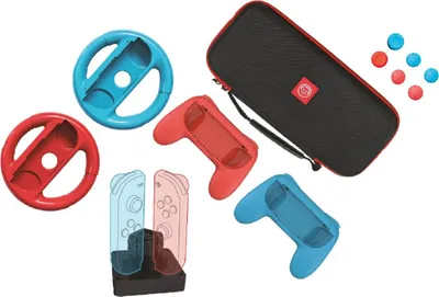 Produktbild von Qware QW NSW-9500, Zubehör-Set, Nintendo Switch, Rot, Blau