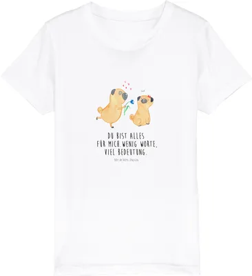 Produktbild von Mr. & Mrs. Panda Kleinkinder T-Shirt Mops Verliebt 9-11 Jahre (134/146) - Weiß - Geschenk, Sprüche, Teenager, Hund, Baumwoll Kinder, Knuffig, Pure Liebe, Organic, Shirt