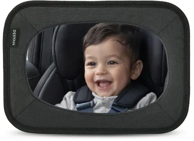 Immagine prodotto di Specchio per auto per bambini Deryan – Specchio regolabile per il sedile posteriore – Rotazione a 360° – Colore nero