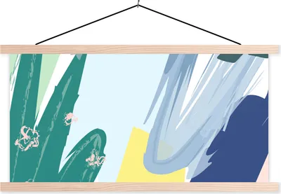 Produktbild von MuchoWow® Textilposter Sommer - Abstrakt - Gelb - Grün 60x30 cm mit holzfarbenen Rahmen - Dekoration