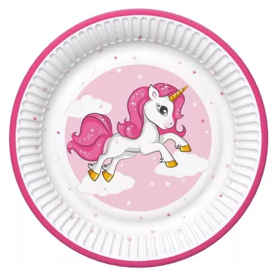 Produktbild von Einhorn Pink Heart Pappteller 8er-Set 22,7 cm
