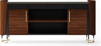 Image de Elégante console en bois brun au design moderne