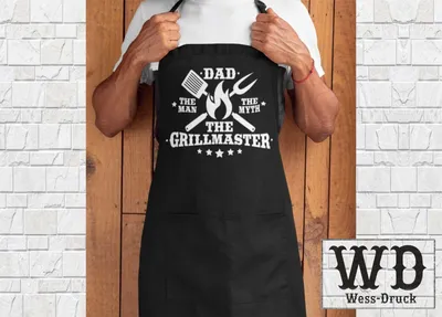 Produktbild von Wessdruck The Grillmaster Kochschürze Schwarz Weiß