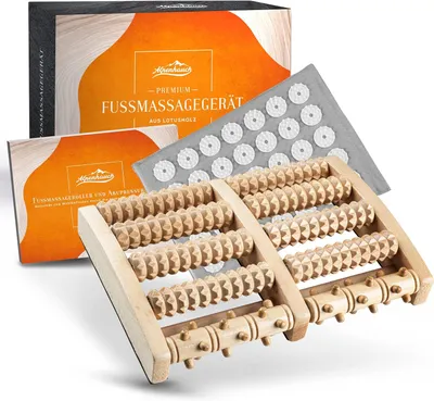 Produktbild von ALPENHAUCH - Fußmassageroller aus Echtholz mit Akupressurmatte