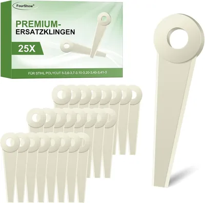 Produktbild von FourShow 25 Stück Ersatzmesser für Stihl Mähkopf Polycut 5-3,6-2,6-3,7-3,10-3,20-3,40-3,41-3, Stihl freischneider zubehör