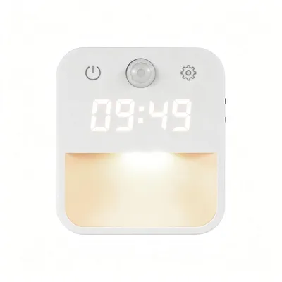 Produktbild von Bewegungsmelder Nachtlicht Mit Uhranzeige,3 Farbtemperaturen Dimmbar,Plug in Wandleuchte Für Schlafzimmer Flur,Bewegungsmelder,Nachtlicht Mit Uhr