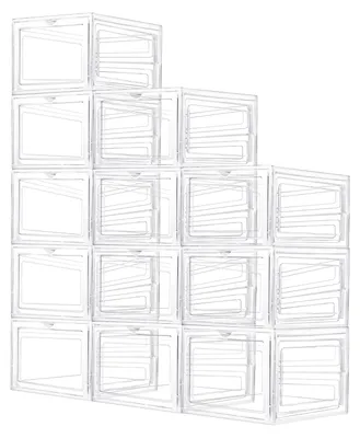 Produktbild von 12er-Set transparente Schuhboxen - Schuhaufbewahrungsboxen - Stapelbar - Kunststoff - Für Sneaker - Klar