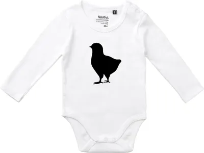 Produktbild von Huuraa Baby Body Küken Silhouette 74 White  Baumwolle Fairtrade Langarmbody Geschenkidee