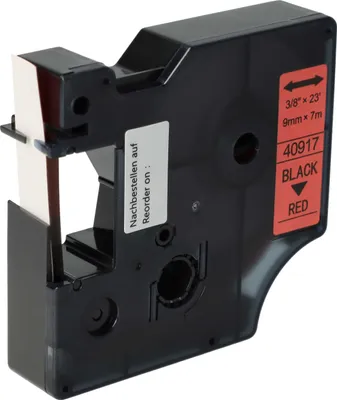 Produktbild von vhbw Schriftband-Kassette Ersatz für Dymo D1, 40917 für Etiketten-Drucker 7m x 9mm Schwarz auf Rot