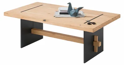 Couchtisch MARES 110 x 60 cm Eiche massiv Tischbeine Metall