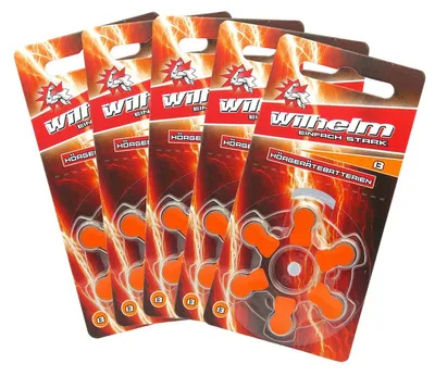 Produktbild von 30 x WILHELM Hörgerätebatterien Typ 13 orange Hörgerätbatterie PR48 ZL2 1,4/1,45 V