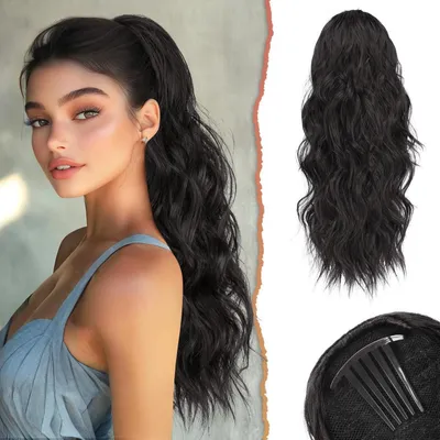 Obrázok produktu pre Dlhý drdol na koníka, 60 cm, vlnitý, syntetický, čierno-hnedý