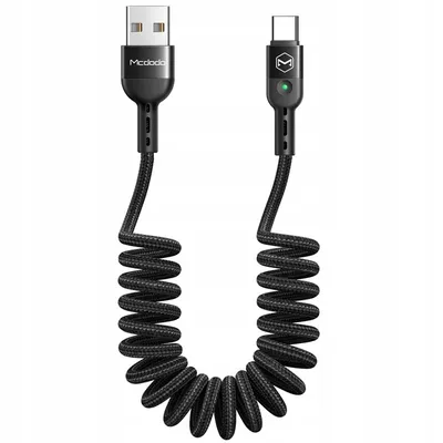 Produktbild von Pružinový kabel USB k USB-C Mcdodo Omega CA-6420 1,8 m (černý)
