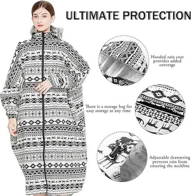 Productafbeelding van Famanu Regenponcho voor dames - Waterdicht, lichtgewicht, met capuchon en zakken