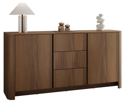 Produktbild von MIRJAN24 Kombikommode Bari KSZ168, Kommode mit zwei Drehtüren und drei Schubladen (Farbe: Nuss Warmia)