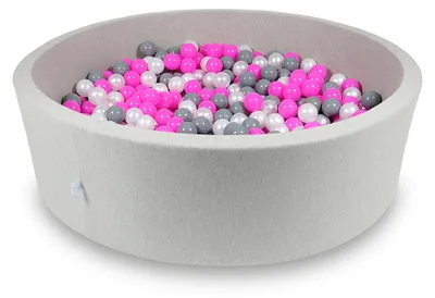 Produktbild von Trockenbecken 130x40cm hellgrau mit 700 Bällen: Pink, Perlmutt, Grau