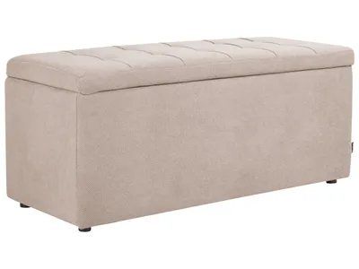 Zdjęcie produktu dla BELIANI Otomana beżowa poliester 100 x 42 x 40 cm tapicerowana podnóżek salon styl nowoczesny