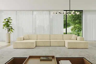 Produktbild von ALTDECOR Ecksofa in U-Form IREA-U2-v3 386x165x77 cm Beige Corner Sofa Bett Eckcouch Couch L-Form Wohnlandschaft Cauchsofa