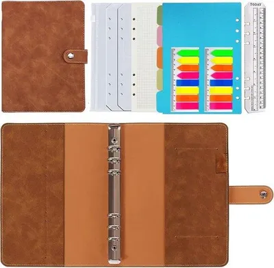 Produktbild von Ultiluxe Notizbuch mit Ringbindung - Braun - A5 - 80 Seiten mit Reißverschlussfächern und Registerkarten