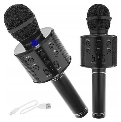 Zdjęcie produktu dla SMART-J Przenośny mikrofon do karaoke K4B Głośnik Bluetooth 5 W Akumulator 1200 mAh Efekt echa Czarny