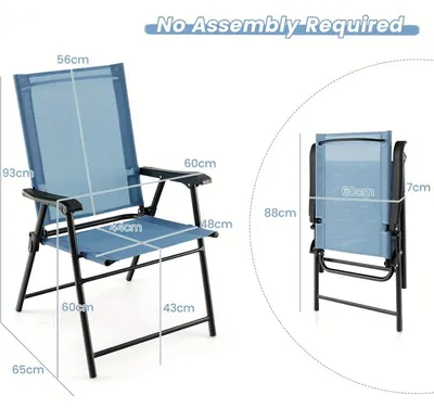 Immagine prodotto di Set di sedie da giardino - Sedia pieghevole - Sedia da balcone - Sedia da esterno - Sedia con braccioli - Tessuto resistente agli agenti atmosferici