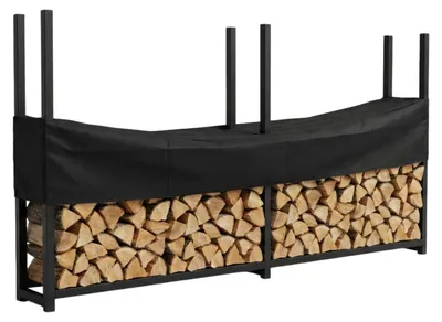 Produktbild von Coemo Brennholz Regal Hans Kaminholzregal mit Abdeckplane Metall 2 Segmente 25 x 223 x 115 cm