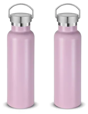 Immagine prodotto di Borraccia in acciaio inossidabile, 600 ml, a doppia parete, isolata sottovuoto, a prova di perdite, set da 2, colore rosa