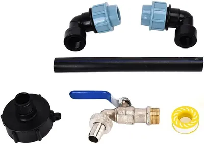 Produktbild von IBC-Adapter, Wasserbehälter-Schwanenhalsanschluss Ersatz-Ablassgewinde mit Schlauch zum Befüllen des Wassertanks