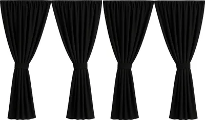 Produktbild von Gartenvorhang 4 Stück 155x220cm, Garten Vorhang Schwarz, Außenvorhang, wasserdichter Außenvorhang, Balkon Vorhang, Terrasse Vorhang