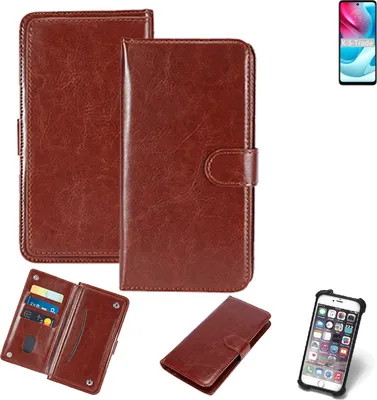 Produktbild von K-S-Trade 360° Hülle kompatibel mit Motorola Moto G60S braun Kunstleder Case BookCase WalletCase Kunstlederederhülle Handyhülle, Rundumschutz