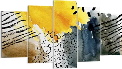 Produktbild von Bild auf Leinwand - Leinwandbild - 5 Teile - Abstraktion Muster Flecken - 160x85cm - Wand Bild - Wanddeko - Wandbilder - Leinwanddruck - Bilder - Wanddekoration - Leinwand bilder - EA160x85-4282