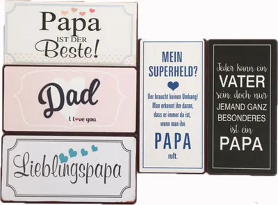 Produktbild von 5 Kühlschrankmagnete Set Papa Vater Magnet im Shabby Style