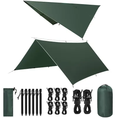 Tarp Campingplane 3x3 m, wasserdicht, UV-Schutz, mit Heringen