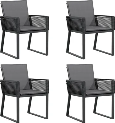 Immagine prodotto di vidaXL Sedie da giardino con cuscini 4 pezzi in polirattan nero