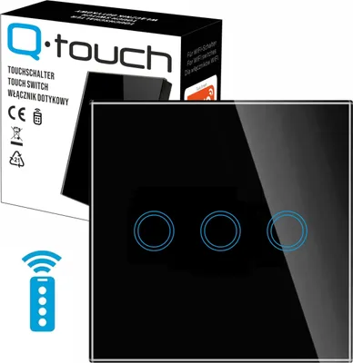 Produktbild von Glas Touch Lichtschalter Wandschalter 3-Fach Schalter LED schwarz mit Fernbedienungsfunktion
