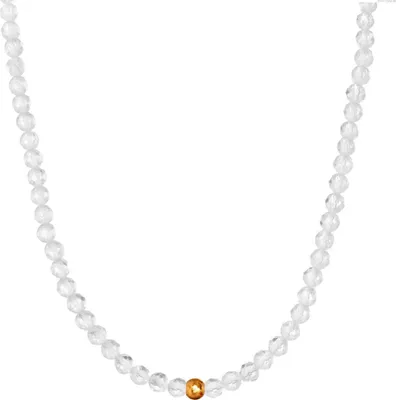 Produktbild von Bergkristall Naturstein Halskette mit Perle und Verschluss M-L