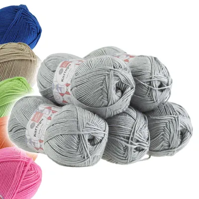 5x100g Strickgarn Kartopu BABY ONE silbergrau