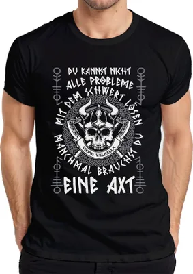 Produktbild von Nicht alle Probleme mit dem Schwert lösen Wikinger Valhalla Herren T-Shirt, Schwarz, M