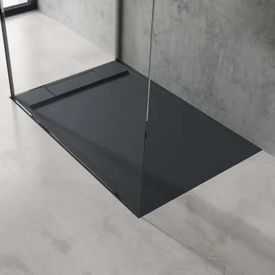 Immagine prodotto di doporro Piatto Doccia Rettangolare in Marmoresina Effetto Pietra, Spessore 4 cm, Installazione Versatile, Design Antiscivolo, 90x120 cm, Antracite - Geoma04