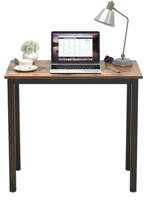 Immagine prodotto di Scrivania per computer, scrivania da ufficio, dimensioni 80 x 40 x 75 cm, realizzata in legno e metallo, colore marrone e nero, ideale per l'ufficio
