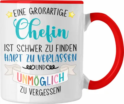 Produktbild von Trendation - Chefin Abschied Abschiedsgeschenk Chefinnen Tasse mit Spruch Grossartige Chefin Geschenkidee (Rot)