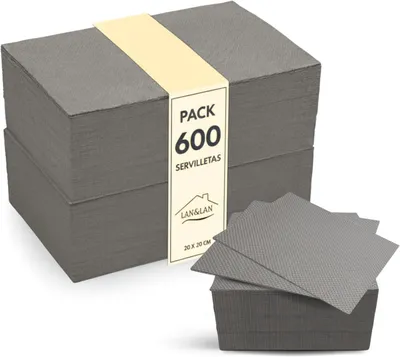 Productafbeelding van Biologisch afbreekbare cocktailservetten van papier - 600 stuks - 10×10 cm gevouwen - Moderne en rustieke papieren servetten met micropunt