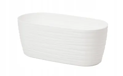 Zdjęcie produktu dla KADAX "Temara" doniczka ze spodkiem, doniczka, plastikowa doniczka, sadzarka, owalna, 27 cm, biała