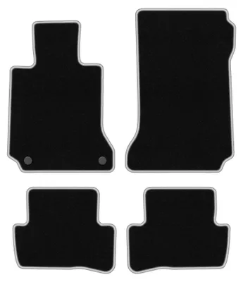 Image de Tapis de sol en moquette pour Mercedes C W204 2007-2014 (berline/break/coupé) – jeu 4 pièces, noir/argent, sur mesure – Wielganizator CARLUX