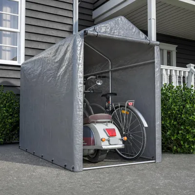 Image de Garage à vélos en métal, dimensions 100x187x160 cm, couleur grise
