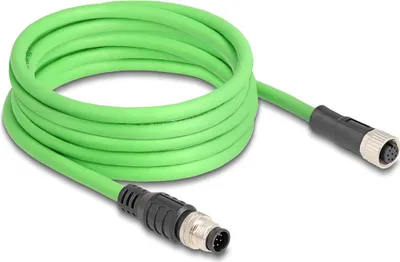 Produktbild von Delock M12 Kabel A-kodiert 8 Pin Stecker zu Buchse PUR (TPU) 5 m