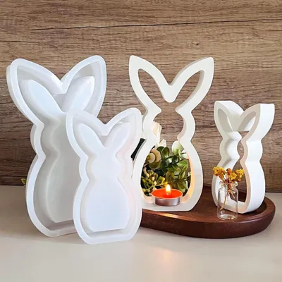 Produktbild von Silikonformen Osterhase 2 Stück Gießformen für Kerzen Gips Frühling