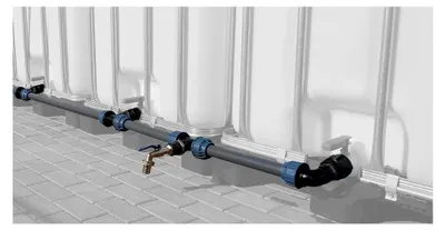 Produktbild von IBC Tankverbindungsset für 2-6 Wassertanks 40 mm mit frostgeschütztem 1" Auslaufhahn