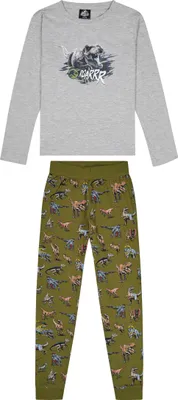 Produktbild von Jurassic World Kinder Schlafanzug Pyjama Langarm-Shirt + Schlaf-Hose, Größe:146-152